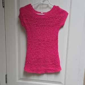 Hot pink Kids Dress Top Tunic Knit lace
